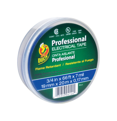 Duck Professional Grade 3/4 in. W X 66 ft. L Blue Vinyl Electrical Tape (Pack of 12)