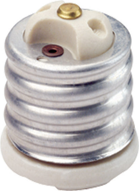Reductor de casquillo Leviton de aluminio para lámpara incandescente Mogul a base media, 1 ud.