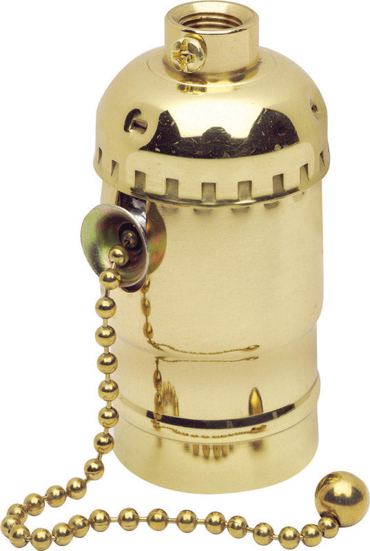 Portalámparas Leviton de aluminio para bombilla incandescente de casquillo mediano con cadena de extracción, 1 ud.