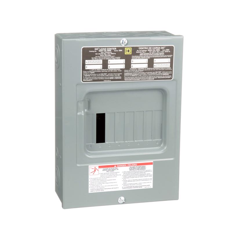 Centro de carga Square D QO de 100 A, 120/240 V, 6 espacios, 12 circuitos, montaje combinado y barras principales