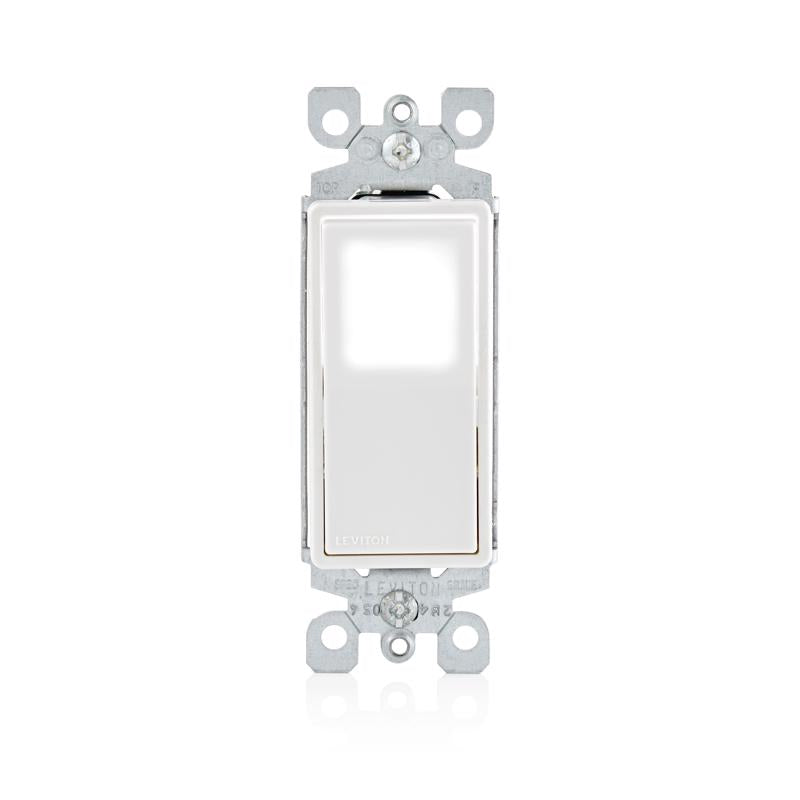 Leviton Decora 15 amps Single Pole Rocker Illuminated Switch White 1 pk