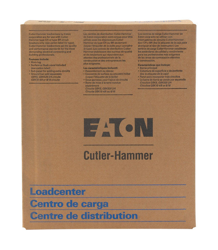 Eaton Cutler-Hammer 125 amperios 120/240 V 4 espacios 4 circuitos Centro de carga de montaje superficial con barras principales