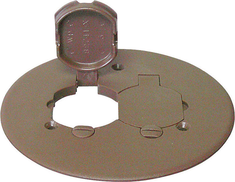 Cubierta de caja de piso dúplex Cantex redonda de PVC, 2 unidades, 5-1/2 pulg. de ancho
