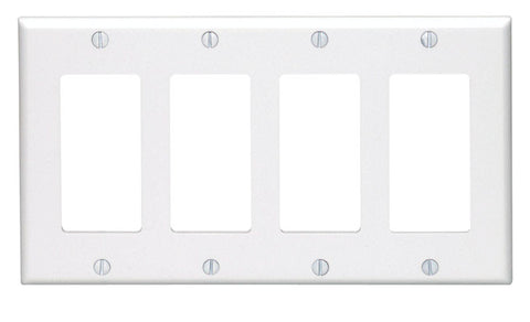 Leviton White 4 gang Thermoset Plastic Decorator Wall Plate 1 pk