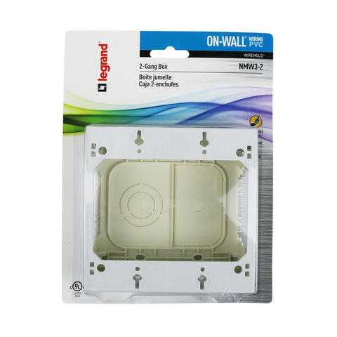 Legrand Rectangle Plastic 2 gang Outlet Box White
