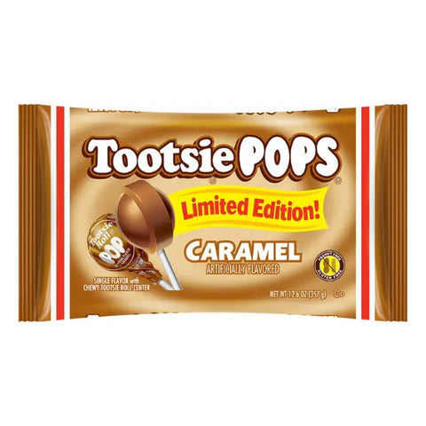 Tootsie Pops Caramel-Only Lollipops, 12.6 oz Bag, Individually Wrapped, Caramel Flavor, Gluten Free Candy