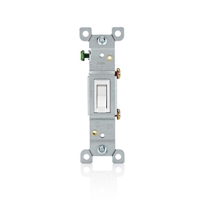 Interruptor de CA Leviton de palanca simple, 15 amperios, silencioso, blanco, 1 ud. (paquete de 10)