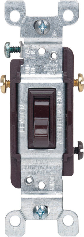 Leviton 15 amps Three Pole Toggle AC Quiet Switch Brown 1 pk (Pack of 10)