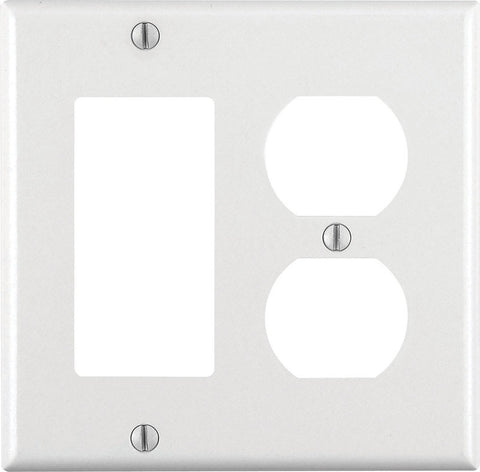 Leviton White 2 gang Thermoset Plastic Decorator/Duplex Wall Plate 1 pk