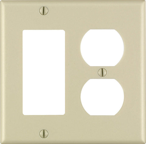 Leviton Ivory 2 gang Plastic Decorator/Duplex Wall Plate 1 pk