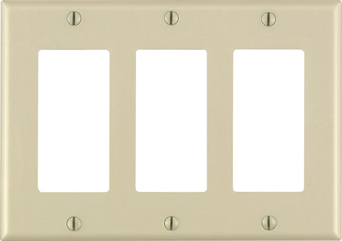 Leviton Decora Ivory 3 gang Thermoset Plastic Decorator Wall Plate 1 pk