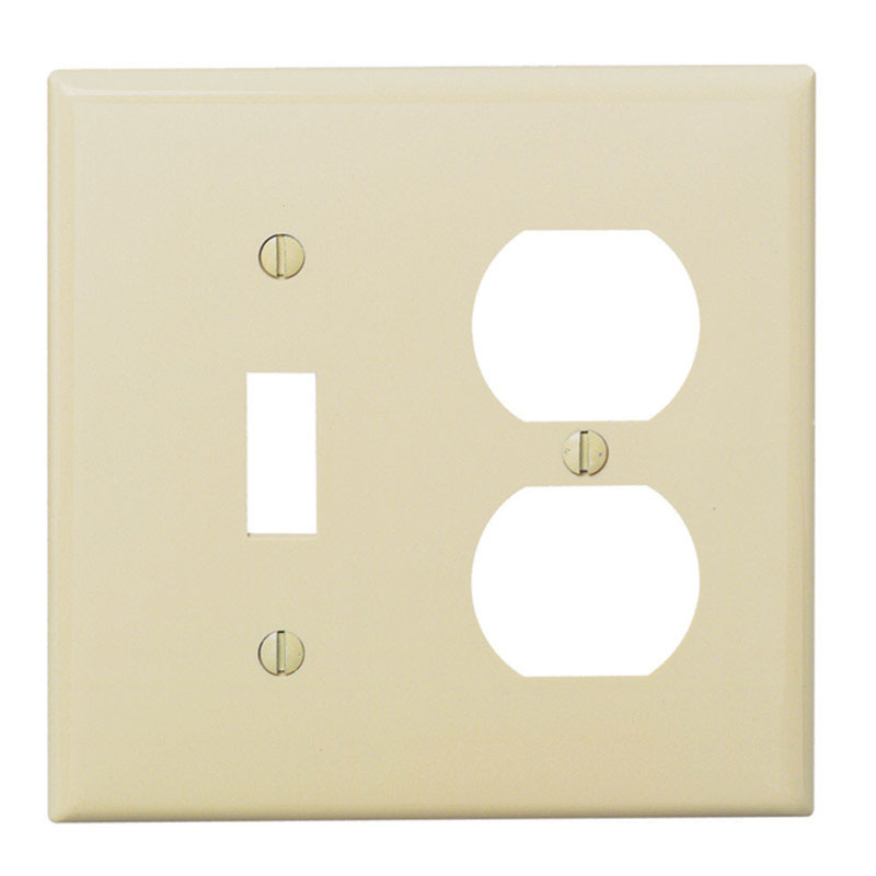 Placa de pared Leviton color marfil de nailon para 2 dispositivos dúplex/palanca, 1 ud.