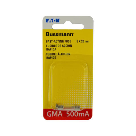 Bussmann 0.5 amps Fast Acting Glass Fuse 2 pk
