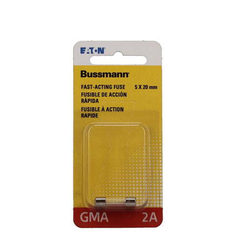 Bussmann 2 amps Fast Acting Glass Fuse 2 pk