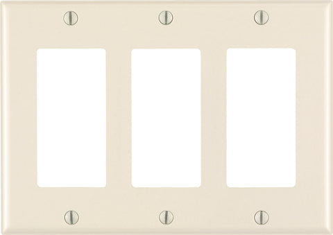 Leviton Almond 3 gang Thermoset Plastic Decorator Wall Plate 1 pk