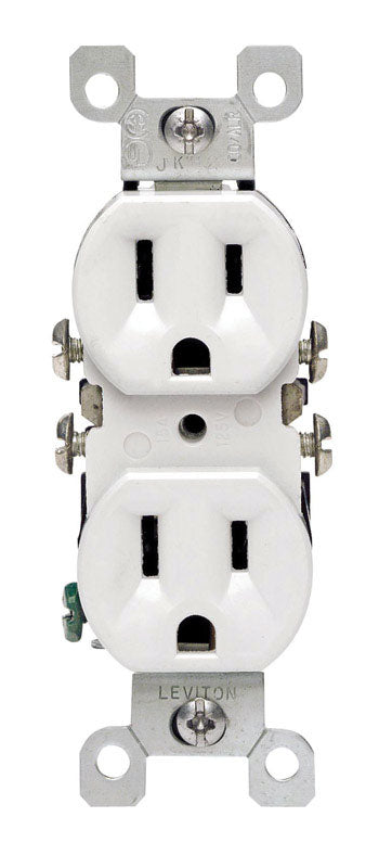 Tomacorriente dúplex Leviton CO/ALR de 15 amperios y 125 V, blanco, 5-15R, paquete de 1