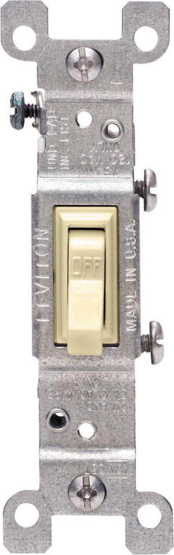 Interruptor de CA silencioso Leviton de palanca simple de 15 amperios, marfil, paquete de 10
