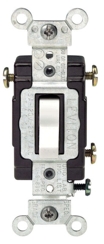 Interruptor de CA silencioso Leviton de 15 amperios, con palanca de 3 vías, blanco, paquete de 1