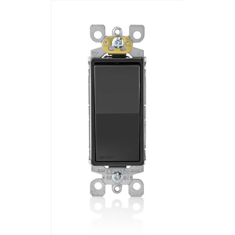 Leviton Decora 15 amps Single Pole Rocker AC Quiet Switch Black 1 pk