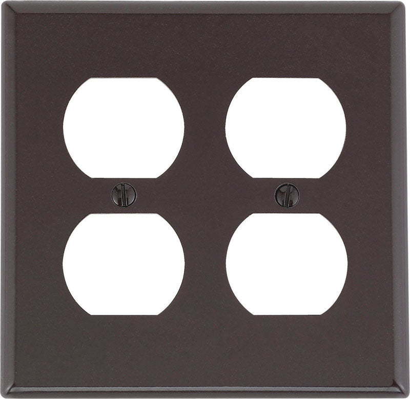 Placa de pared dúplex de plástico Leviton Brown de 2 unidades, paquete de 1