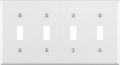 Leviton White 4 gang Thermoset Plastic Toggle Wall Plate 1 pk