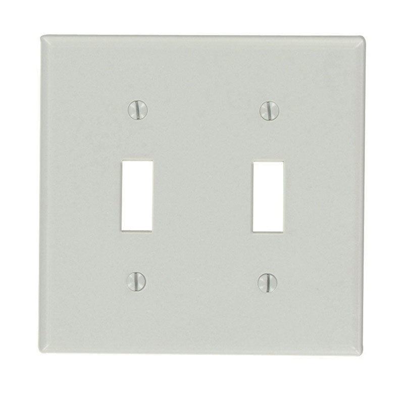 Placa de pared Leviton gris para 2 interruptores de palanca de plástico termofijado, 1 ud.