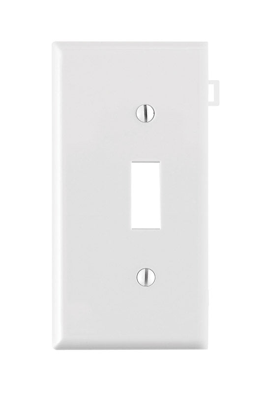 Placa de pared de extremo para interruptor de palanca Leviton blanca de nailon termoplástico para 1 ganga, paquete de 1