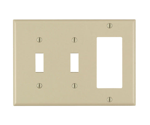 Leviton Ivory 3 gang Thermoset Plastic Decorator/Toggle Wall Plate 1 pk