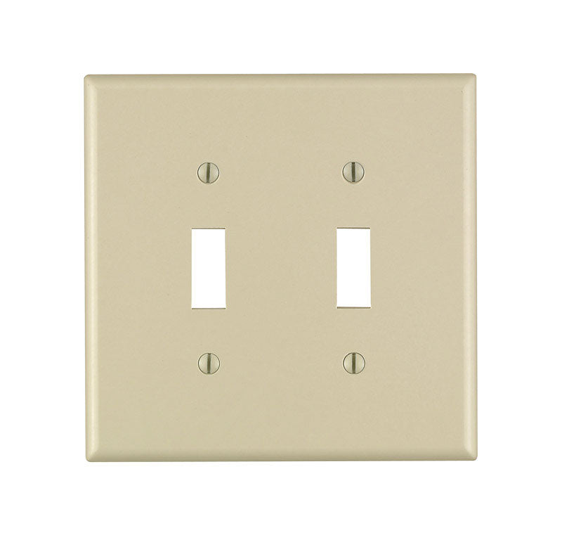 Placa de pared de plástico Leviton color marfil para 2 interruptores de palanca, 1 ud.