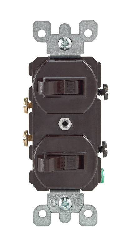 Interruptor basculante Leviton de 15 amperios, polo sencillo, marrón, 1 ud.