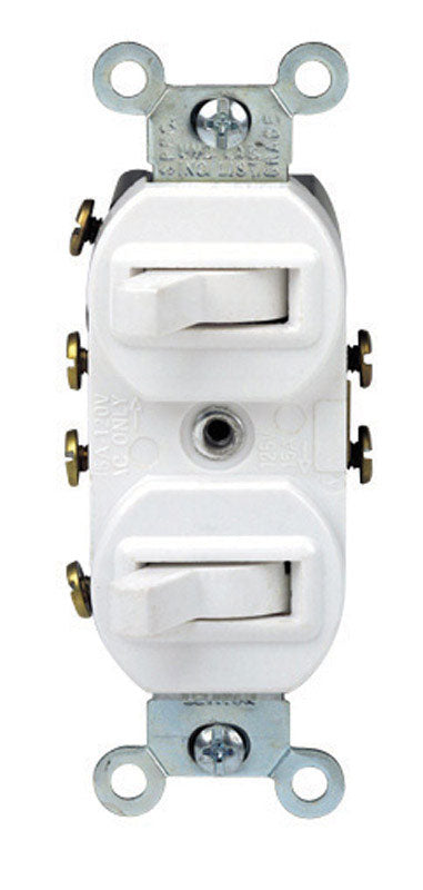Leviton Interruptor combinando de conmutación de tres polos y tomacorriente dúplex de 15 amperios, blanco, 1 ud.