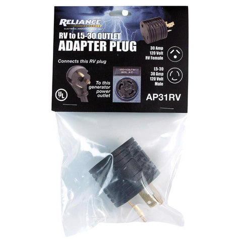 Reliance Controls Color Connect Commercial and Residential Plastic Locking Adapter Plug L5-30
