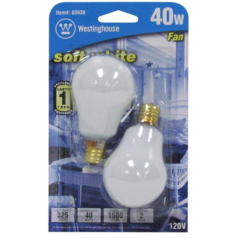 Westinghouse 40 W A15 A-Line Incandescent Bulb E17 (Intermediate) Soft White 2 pk (Pack of 6)