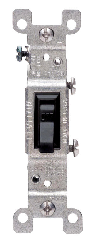 Interruptor de CA Leviton de palanca simple, 15 amperios, silencioso, negro, 1 ud. (paquete de 10)