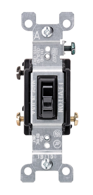 Leviton 15 amps Three Pole 3-Way Toggle AC Quiet Switch Black 1 pk (Pack of 10)