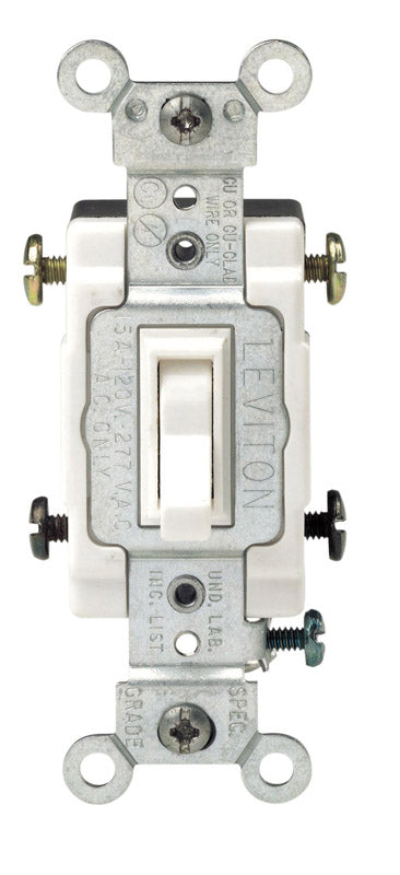 Interruptor de CA Leviton Commercial de palanca de 15 amperios, silencioso, blanco, 1 ud.