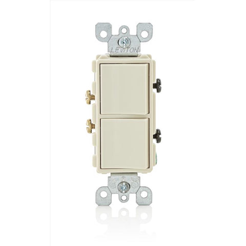 Leviton Decora 15 amps Single Pole Combination AC Quiet Switch Light Almond 1 pk