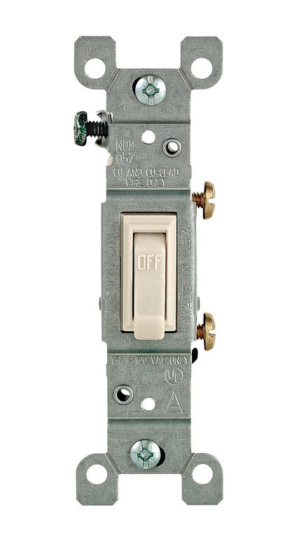 Leviton Interruptor de CA silencioso de palanca simple de 15 amperios, color almendra claro, paquete de 10