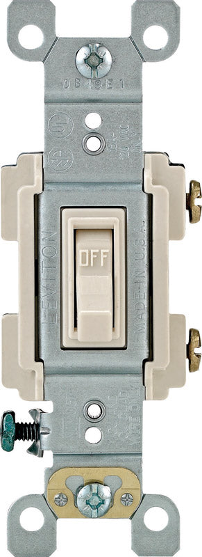 Interruptor de palanca Leviton con marco de 15 amperios, color almendra claro, 1 ud.