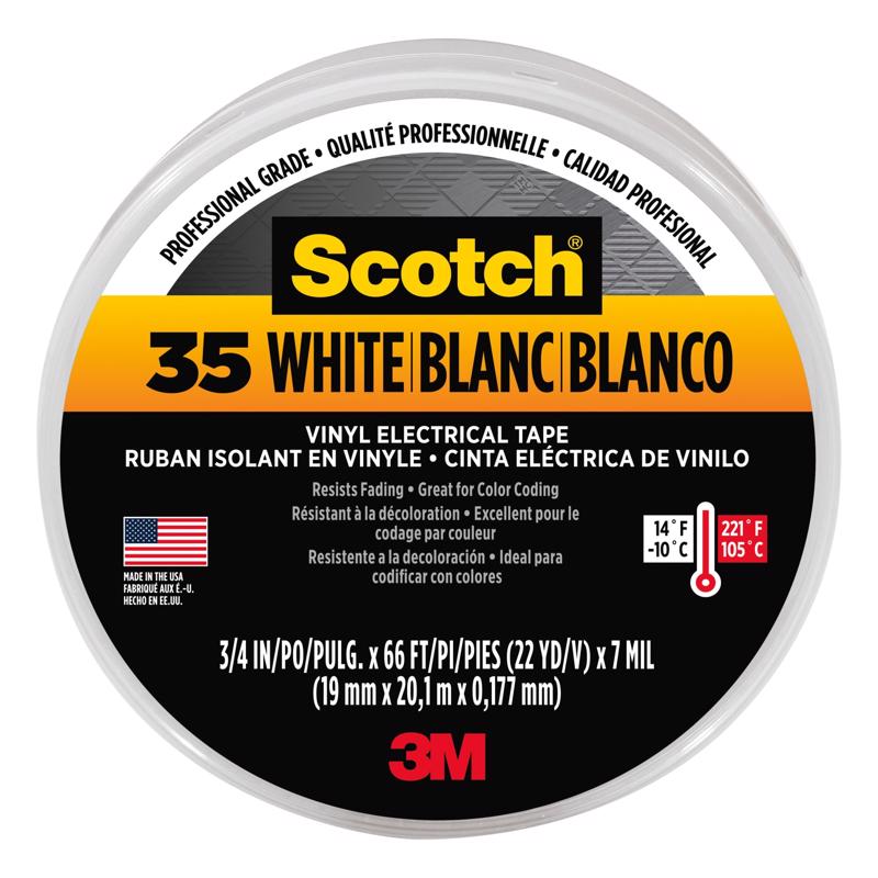 Scotch 3/4 in. W X 66 ft. L White Vinyl Electrical Tape (Pack of 10)