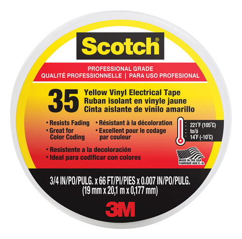 Scotch 3/4 in. W X 66 in. L Yellow Vinyl Electrical Tape (Pack of 5)