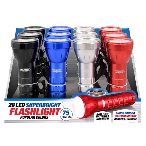 Blazing LEDz 28 LED 160 lm Assorted LED Flashlight AAA Battery (Pack of 12)