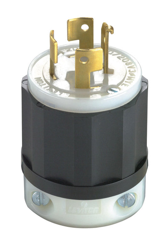 Enchufe industrial de nailon Leviton sin conexión a tierra, no NEMA, de 4 polos y 4 hilos