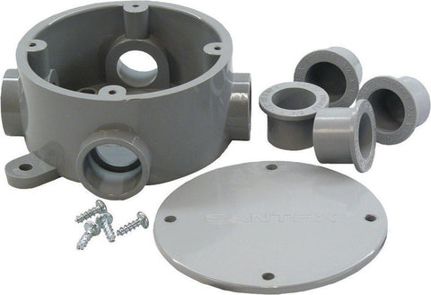 Cantex New and Old Work 15-3/16 cu in Round PVC 1 gang Junction Box Gray