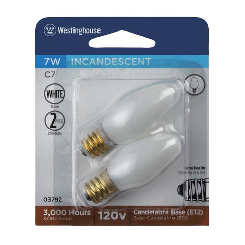 Westinghouse 7 W C7 Specialty Incandescent Bulb E12 (Candelabra) White 2 pk (Pack of 10)