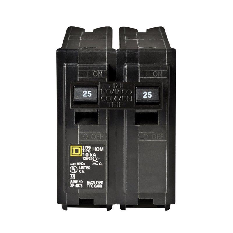 Interruptor automático bipolar Square D HomeLine de 25 A con protección contra sobretensiones