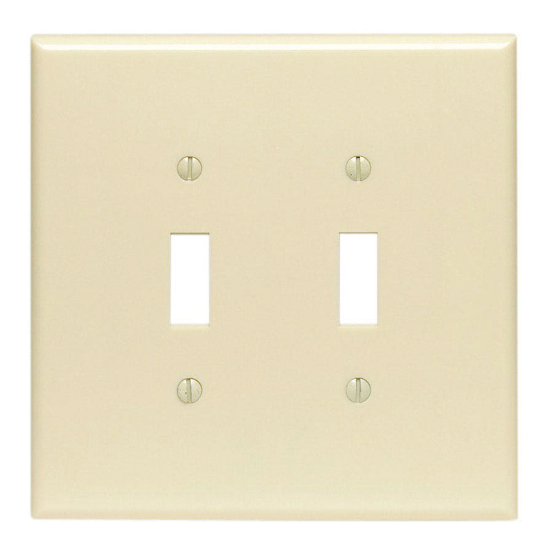 Placa de pared Leviton color marfil para 2 interruptores de palanca de plástico termofijo, 1 ud.