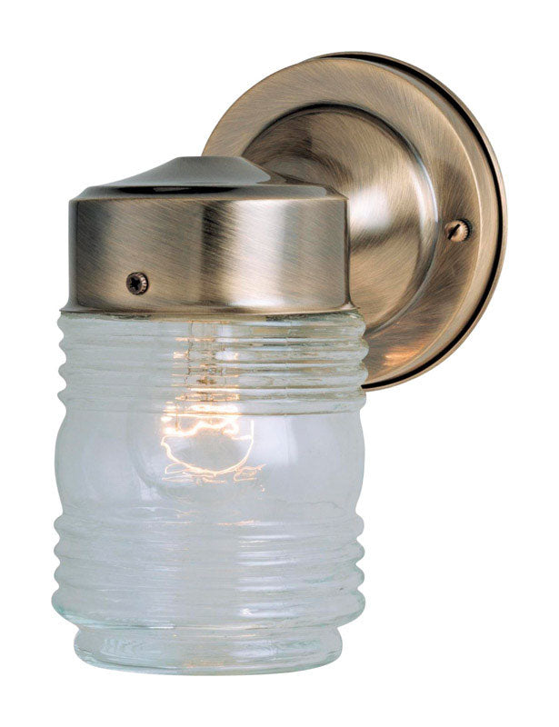 Aplique de pared Westinghouse de 1 luz en latón antiguo y cristal transparente