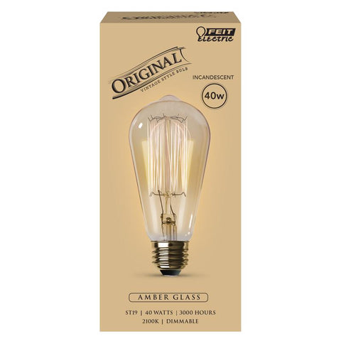 Feit The Original 40 W ST19 Vintage Incandescent Bulb E26 (Medium) Soft White 1 pk (Pack of 6)