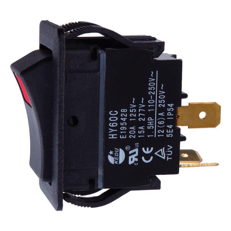 Interruptor basculante Jandorf de 20 A para herramientas eléctricas, unipolar, negro, 1 ud.